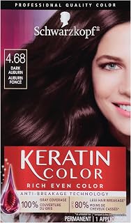 Schwarzkopf Keratin Color Permanent Hair Color Cream, 4.68 Dark Auburn, 1 Kit