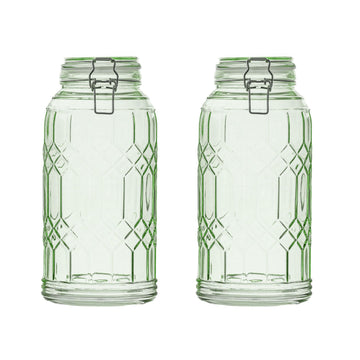 Bleeker Glass Canister by 10 Strawberry Street – Large, Set of 2, 91.0 fluid_ounces, Glass, Sage Green, Pack of 2