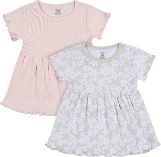 Gerber Baby Girls Toddler 2-Pack Short Sleeve Cotton Dresses