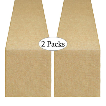 B-Cool Burlap Table Runner, 13x108 Inch, 2 Pack Khaki