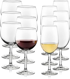 Libbey Vineyard Reserve Wine Glasses Set of 12, Red & White Clear Stemware | 19.7 oz and 18 oz Capacities Designed to Enhance Wine Flavors with Dishwasher-Safe Cleanup