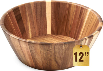 Woodenhouse Handcrafted Wooden Salad Bowl, 12 Inch, Round