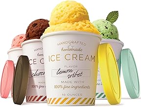 16 oz Ice Cream Containers with Airtight Silicone Lids ( 4-Pack ) Homemade Ice Cream Container perfect for storing Gelato, Sorbet & Frozen Yogurt, Reusable 1 Pint Ice Cream Container with Lids