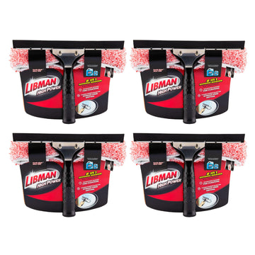 Microfiber and Squeegee Window Washer by LIBMAN COMMERCIAL – Poly/Microfiber, Black, Pack of 4