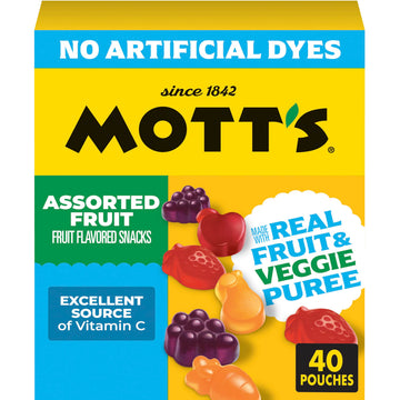 Assorted Fruit Flavored Snacks by Mott's – 40 Count (Pack of 1), Model 48764000