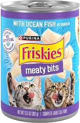 Friskies Purina Meaty Bits with Ocean Fish in Sauce Multi Cat Wet Cat Food - 13.5 Ounces (Pack of 12)