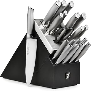 HENCKELS Forged Modernist 20 Piece Self Sharpening Knife Set - Black Knife Block