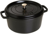 La Cocotte Round 40509-863 "Pico Cocotte Round by STAUB – 30cm, 9 quarts, Cast Iron, 01) Black, Model 8355810