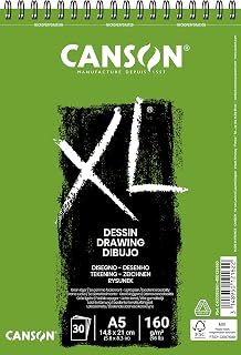 Canson XL Drawing 160gsm A5 Paper Light Grain 30 White Sheets