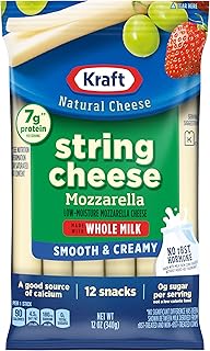 Kraft Creamy String Cheese Mozzarella Cheese Snacks with Whole Milk (12 ct Sticks)