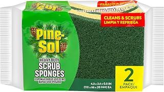 Pine-Sol Heavy Duty Scrub Sponges - Double Sided Dish Scrubber with Scouring Pad - Kitchen Essentials for Dishwashing and Cleaning Supplies, 2 Pack