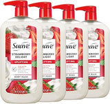 Suave Strawberry Delight Uplifting Body Wash, Formulated with Glycerin and Vitamin E for Hydrating and Gently Cleansing Skin, 30 FL OZ Pump, 4 Pack