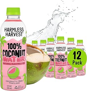 Harmless Harvest 100% Coconut Water, Vegan & Non-GMO, 12 Fl Oz, 12 Pack | Natural Electrolyte Hydration, No Sugar Added