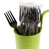 AmerCareRoyal Heavy Weight Individually Wrapped Disposable Polystyrene Plastic Forks for Restaurants and Catering – 7.05", Paper, Black, Pack of 1000, Model S1601FB-C