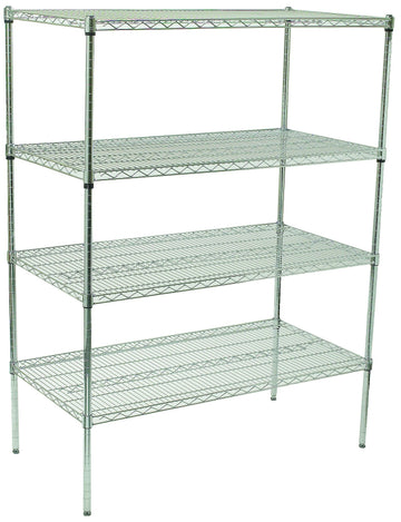 24" x 48" Silver Wire Shelving Set by Winco – 24" x 48" x 72", Stainless Steel, Silver, Model VCS-2448