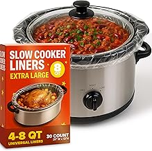 30 Count Large Slow Cooker Liners, 8qt Disposable Slow Cooker Liners for Oval Pots, Premium Rip-Resistant Cooking Bag for Heavy Duty Food, 8 Quart Slow Cooker Liner with Gusset