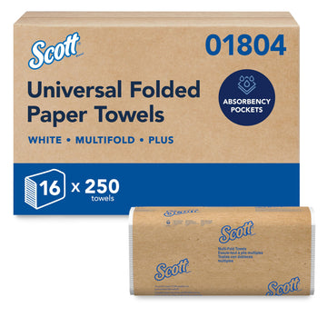 Multifold Paper Towels by Scott Professional – 250 Count (Pack of 16), Paper, White, Pack of 4000, Model 01804