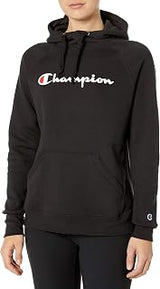 Champion womens Powerblend Fleece Hoodie, Classic Script