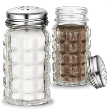 1.5 oz Retro Salt and Pepper Shakers by Stock Your Home – 1.5 ounces, Clear, Pack of 2