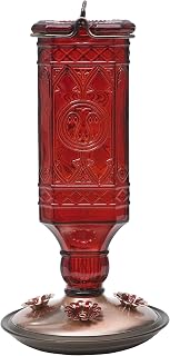Perky-Pet 8116-2 Square Antique Glass Bottle Hummingbird Feeder - Outdoor Garden Decor, Unique Gifts