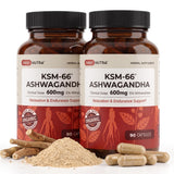 KSM-66 Ashwagandha 600mg Organic Root Extract - High Potency Supplement with 5% Withanolides | Relieves Tiredness by DailyNutra – 90 Count (Pack of 2)