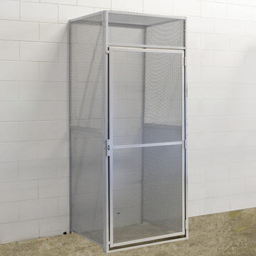 Modular Single-Tier Storage Locker - 36x36x90 - Starter Unit by Hallowell – 36"L x 36"W x 90"H, Alloy Steel, Platinum, Model BSL363690-R-1S-HG