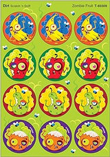 Trend Enterprises T-83309 Zombie Fruit/Dirt Stinky Stickers, 48 Count, 1.25", Multicolor