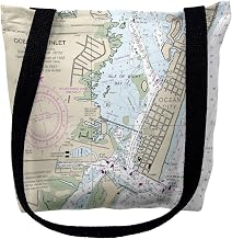 Betsy Drake TY12211OCM 16 x 16 in. Ocean City Inlet Virginia Nautical Map Tote Bag - Medium