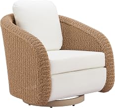 Zuo SLR Swivel Chair Ivory, White Accent Chair, Modern Style, Outdoor Fabric, Removable and Washable Cushion Cover, Aluminum, Outdoor Living, 31.7" W x 32.5" D x 32.7" H, Non-Stackable