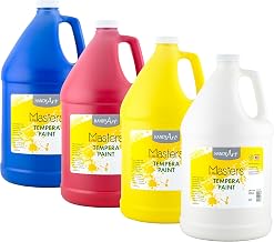 Handy Art Little Masters Tempera Paint, 4 Gallon Kit, White, Yellow, Red, Blue