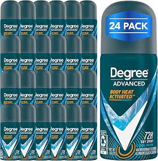 Degree Men’s Travel Deodorant Antiperspirant 24-Pack – 72H Advanced Protection Dry Spray, Cool Rush Scent, 1 Oz Ea