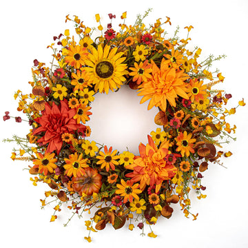 Jinghong Autumn Harvest Wreath, 22 Inch Diameter, Orange