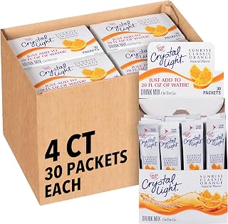 Crystal Light Sugar-Free Orange On-The-Go Powdered Drink Mix 120 Count | Zero Sugar & 10 Calories, Gluten-Free, Kosher & Sugar-Free, Just Pour into Water, Great for Guilt-Free