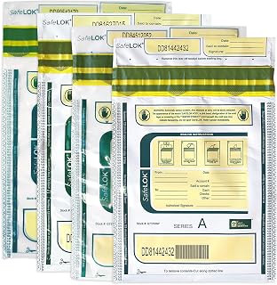 ControlTek SafeLok 9" x 12" White with Pocket, 100 Bags, Tamper-Evident Deposit Bags, Outside Reclosable Pocket, Tear-off Receipt + Large Barcodes 585090