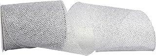 Reliant Ribbon Grand Net Glitter Wired Edge Ribbon, 6 Inch X 10 Yards, Silver