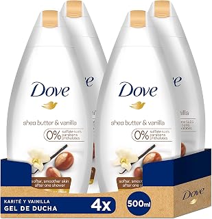 Dove Purely Pampering Body Wash, Shea Butter with Warm, White, Vanilla, 16.9 Oz (Pack of 4)
