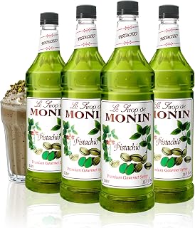 Monin Pistachio Syrup for Drinks - 1 liter / 33.8 fl oz (4 Pack)