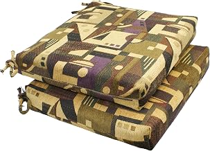 Blazing Needles Jacquard Chenille Chair Cushion, 20" x 19", Tate Grape 2 Count