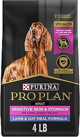 Purina Pro Plan Sensitive Skin & Stomach Dry Dog Food, Real Lamb, 4 lb Bag