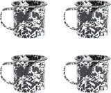 Crow Canyon Home Splatter Enamelware 16 oz Mugs, Set of 4, Black