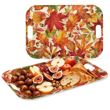 Greencian Fall Serving Tray Set, 16.1 x 11.1 Inches, Maple Leaf Pattern