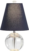 JONATHAN Y Goddard 16" Crystal Ball Orb Metal LED Table Lamp, Clear/Navy