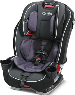 Graco SlimFit 3-in-1 Convertible Car Seat Space Saving Design Forward & Rear-Facing Highback Booster Option – Purple