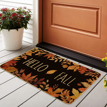 Artdmt Fall Maple Leaves Doormat, Non Slip Rubber Back, Brown 29x17in