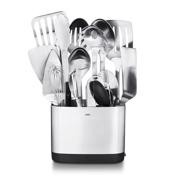 SteeL 15 Piece Utensil Set by OXO – One Size, Stainless Steel, Silver, Model 3114600
