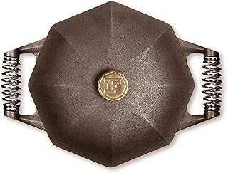 FINEX Cast Iron 5QT Dutch Oven, Pre-Seasoned with Organic Flaxseed Oil, Speed Cool Handles, Modern Heirloom, Handcrafted in the USA