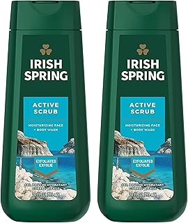 Irish Spring Body Wash Active Scrub Moisturizing Face Exfoliating Gel 20 Fl Oz (Pack of 2)