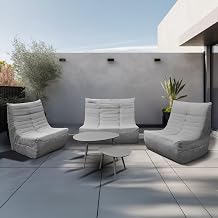 5 Piece Gray Outdoor Compression Foam Loveseat Sofa Chairs and Table Set - Comfortable Seating for Stylish Spaces with Removable and Washable Covers