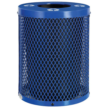 Thermoplastic Mesh Recycling Receptacle w/Flat Lid by Global Industrial – 32.0 gallons, Steel, Blue, Model 261958BL