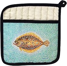 Pointillist Flounder Pot Holder - 9x9